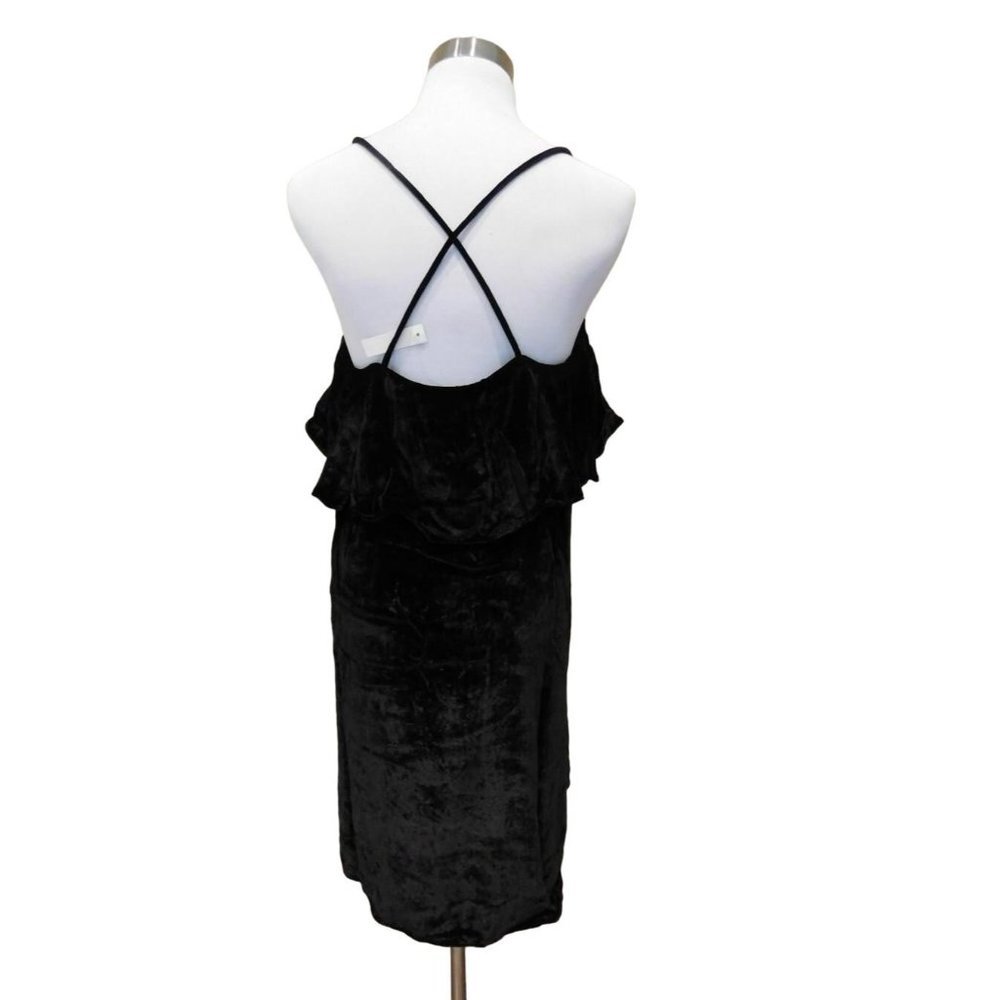 NEW MADEWELL $158 Velvet Ruffle Mini Dress Size XS Black G8351 PWW - Picture 3 of 3